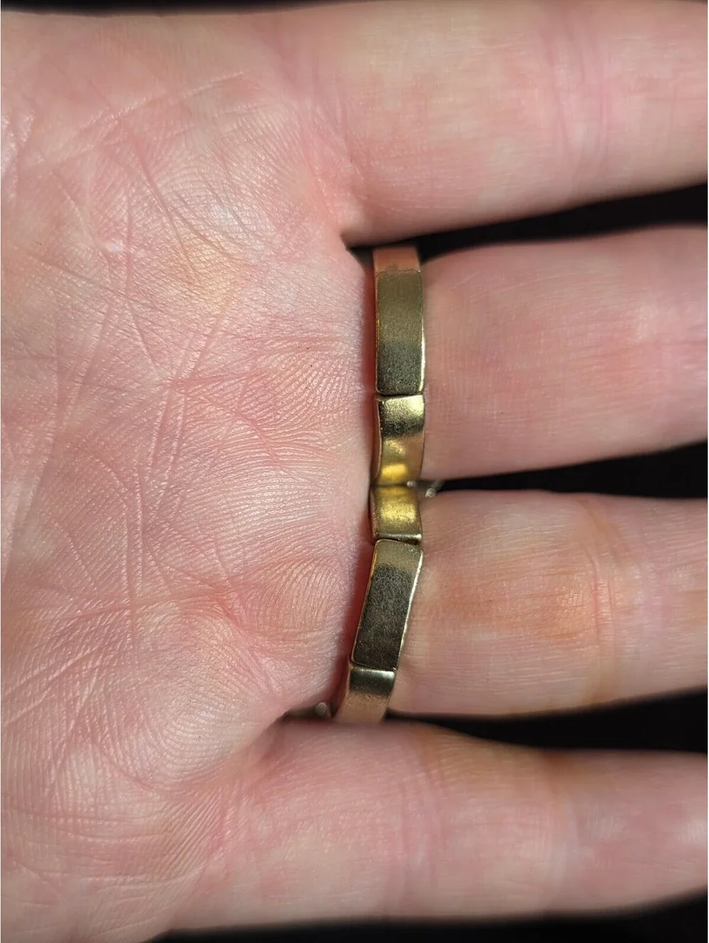 Y2k Novelty Rhinestone Handlebar Mustache Gold Tone Two-Finger Ring Stretch